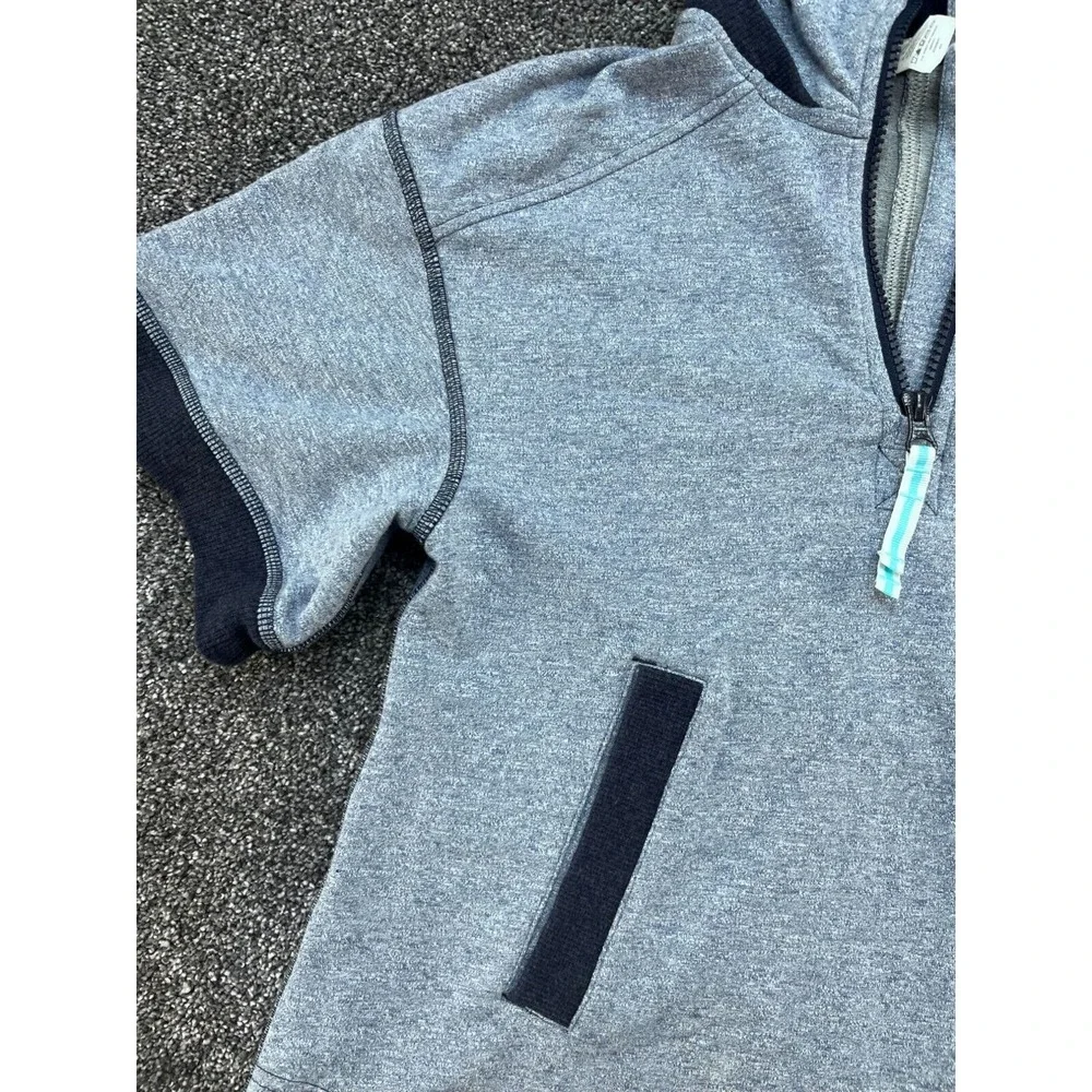 Ivivva Lululemon Girls Heather Gray‎ & Navy Hooded Short Sleeve Pullover Size 7
